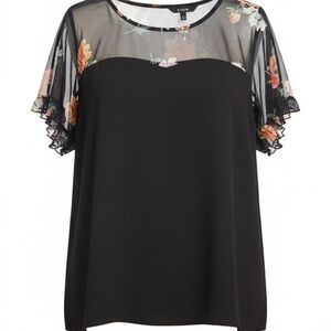 SHEIN Black Floral Sheer Blouse